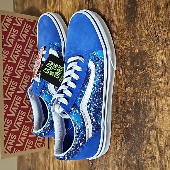 Vans Old Skool Galactic Glow Blue Skate Shoes Size Y6.5 W8 - Picture 2 of 11